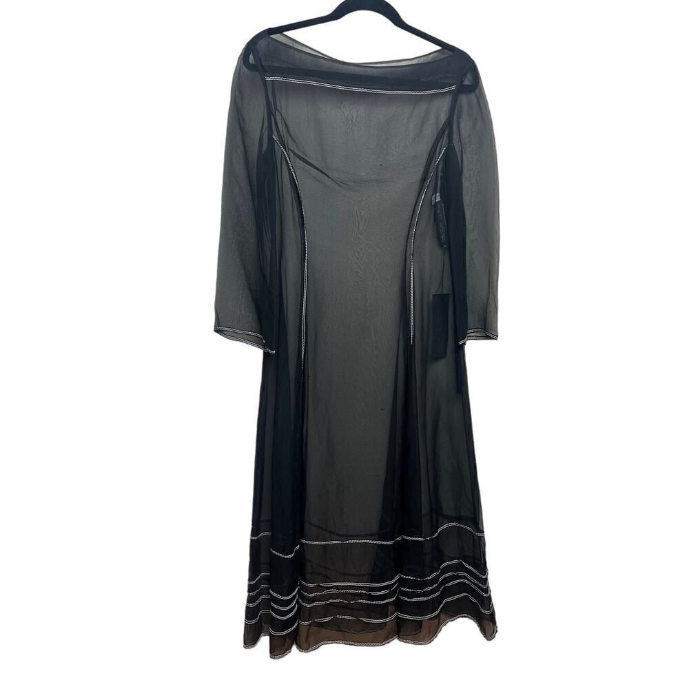 NWT Anett Rostel Berlin Black Silk Sheer Midi Dress Sz. 40 (US 12)